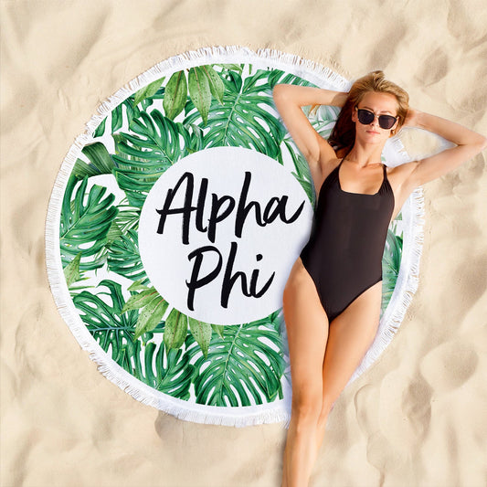 Alpha Phi Palm Leaf Fringe Towel Blanket