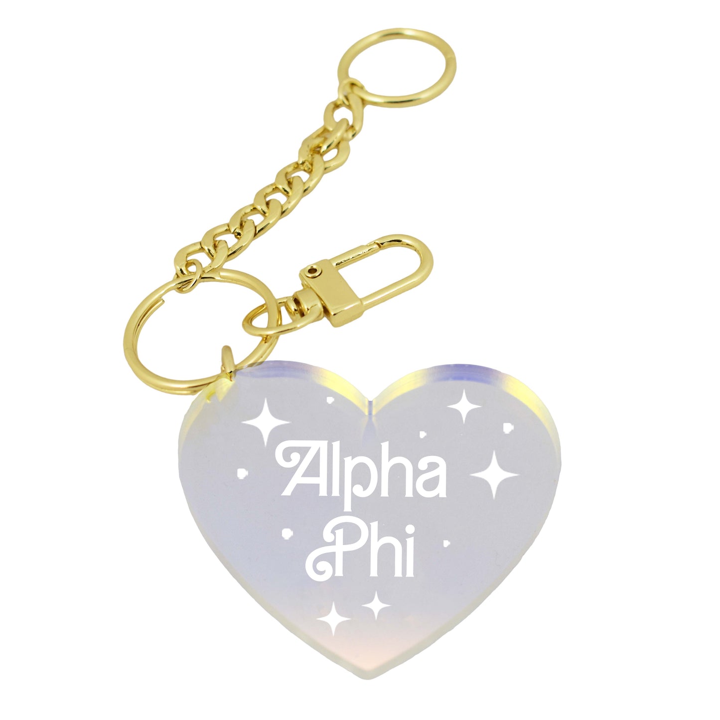 Alpha Phi Keychain - Iridescent Heart Design