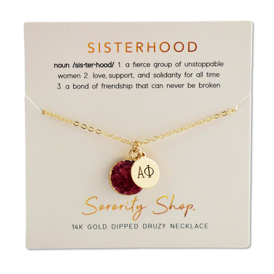 Alpha Phi Sisterhood Druzy Necklace