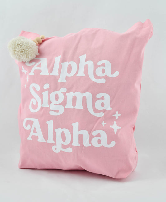 Alpha Sigma Alpha Retro Pom Pom Tote Bag - Virginia Book Company