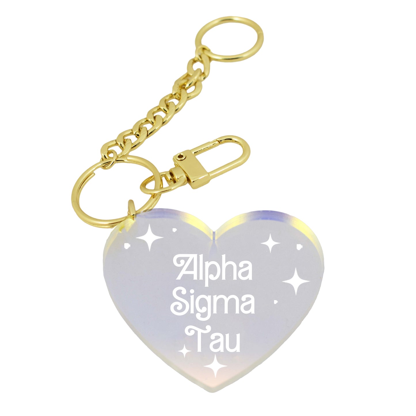 Alpha Sigma Tau Keychain - Iridescent Heart Design