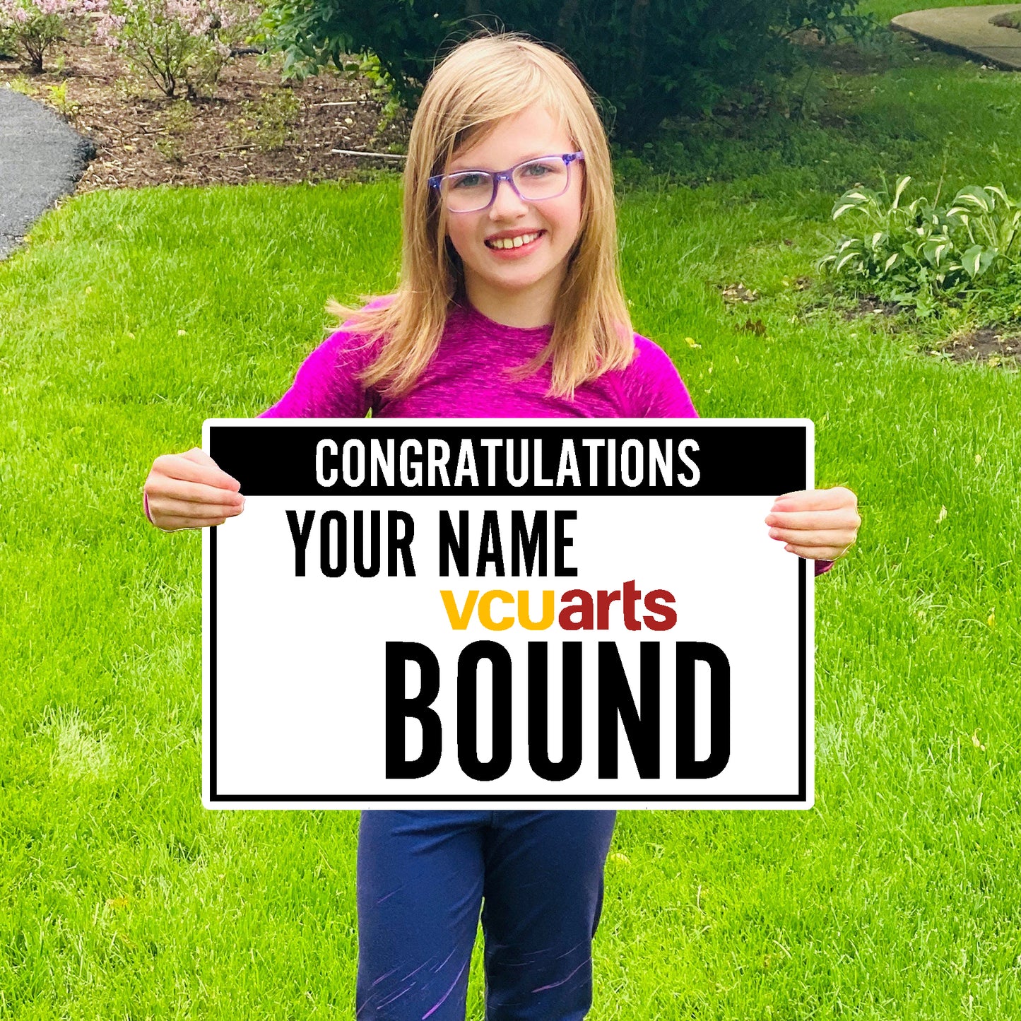 CONGRATULATIONS (NAME) VCU ARTS BOUND CUSTOM LAWN SIGN- online only