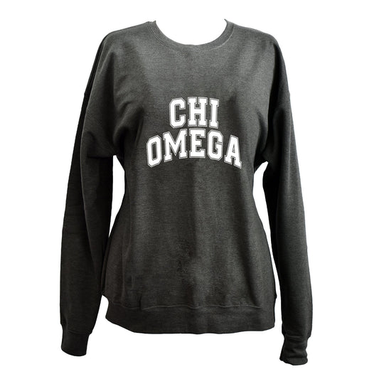 Chi Omega Sweatshirt- Crewneck Varsity Letters Design