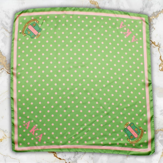 AKA Alpha Kappa Alpha Green Polka Dot Square Sorority Scarf