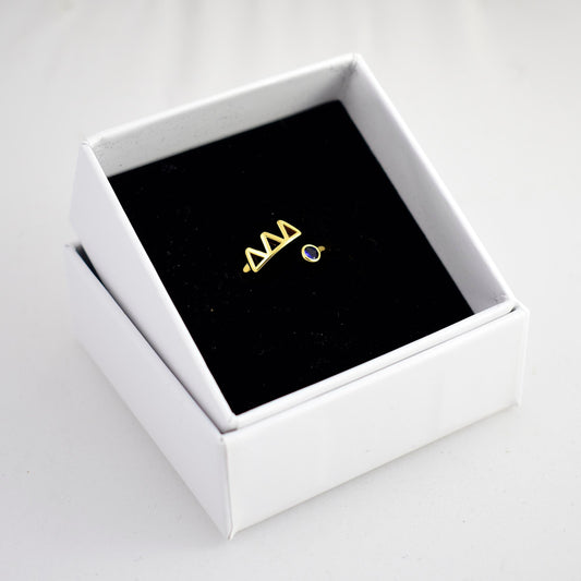 Delta Delta Delta Ring- Gold Plated with Greek Letters and CZ Gemstone