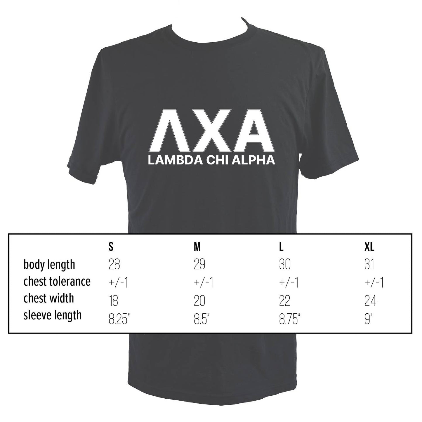 Lambda Chi Alpha Fraternity T-Shirt- Varsity Greek Letters Design