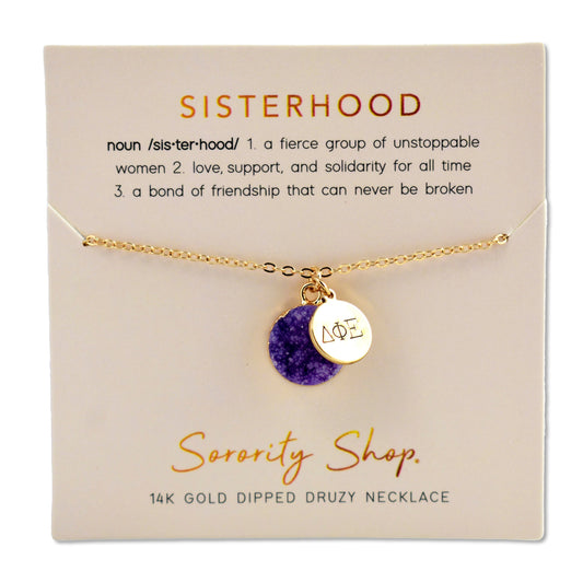 Delta Phi Epsilon Sisterhood Druzy Necklace