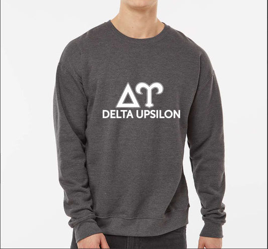 Delta Upsilon Sweatshirt- Crewneck Fraternity Varsity Letters Design