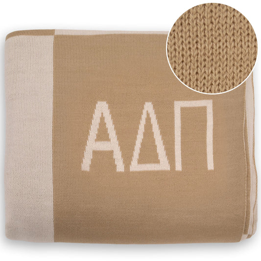 Alpha Delta Pi Blanket - Acrylic Knit Checkered Blanket
