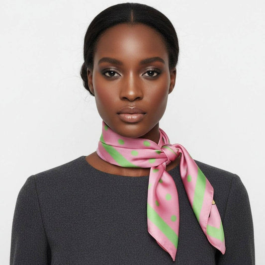AKA Alpha Kappa Alpha Pink Polka Dot Square Sorority Scarf