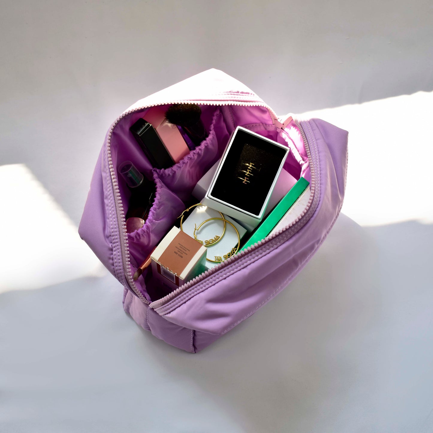 Tri Sigma Makeup Bag - Puffer Style with Sorority Letters