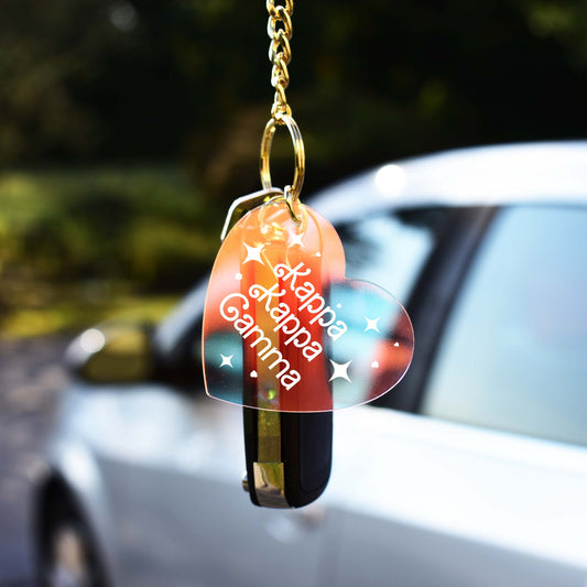 Kappa Kappa Gamma Keychain - Iridescent Heart Design