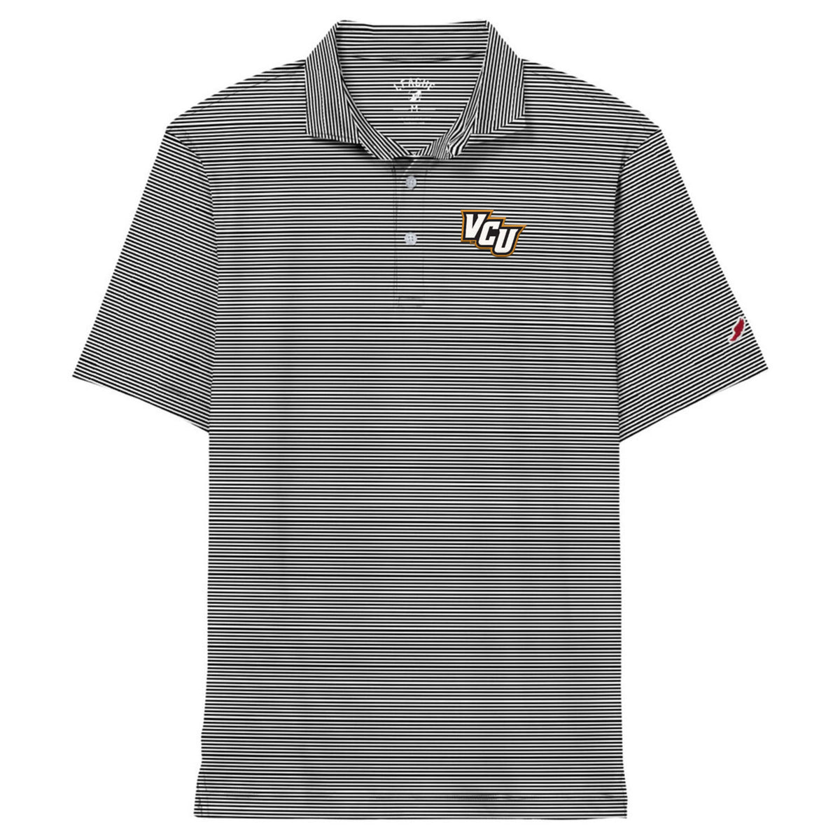 VCU Black and White Striped Polo