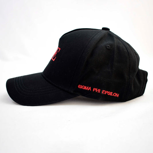 Sigma Phi Epsilon Baseball Cap- Brushed Cotton 5-Panel Black Hat