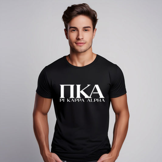 Pi Kappa Alpha Fraternity T-Shirt- Varsity Greek Letters Design