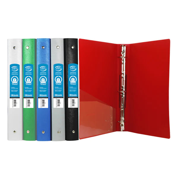 1" Matte Color Poly 3-Ring Binder w/ Pocket