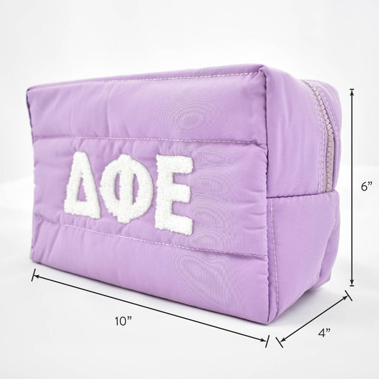 Tri Sigma Makeup Bag - Puffer Style with Sorority Letters