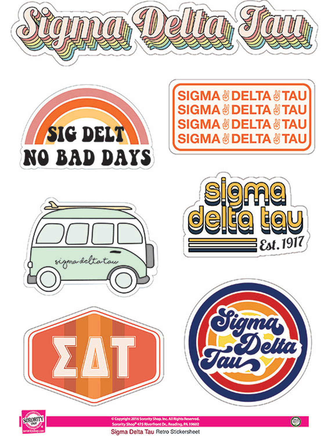 Sigma Delta Tau <br> Retro Sticker Sheet
