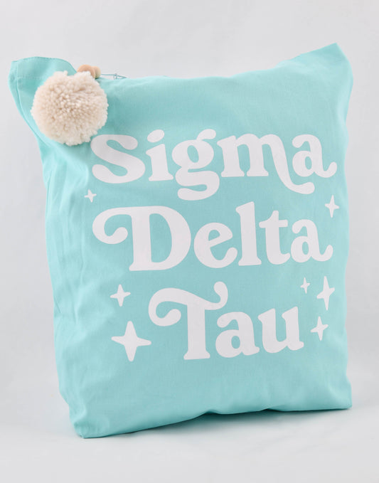 Sigma Delta Tau Retro Pom Pom Tote Bag