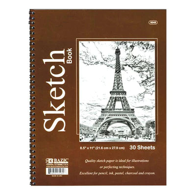 30 Ct. 8.5" X 11" Side Bound Spiral Sketch Book