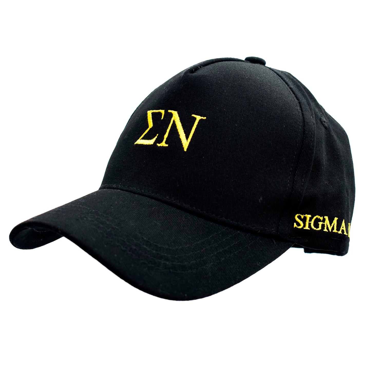 Sigma Nu Baseball Cap- Brushed Cotton 5-Panel Black Hat