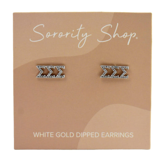 Sigma Sigma Sigma White Gold Plated Stud Earrings