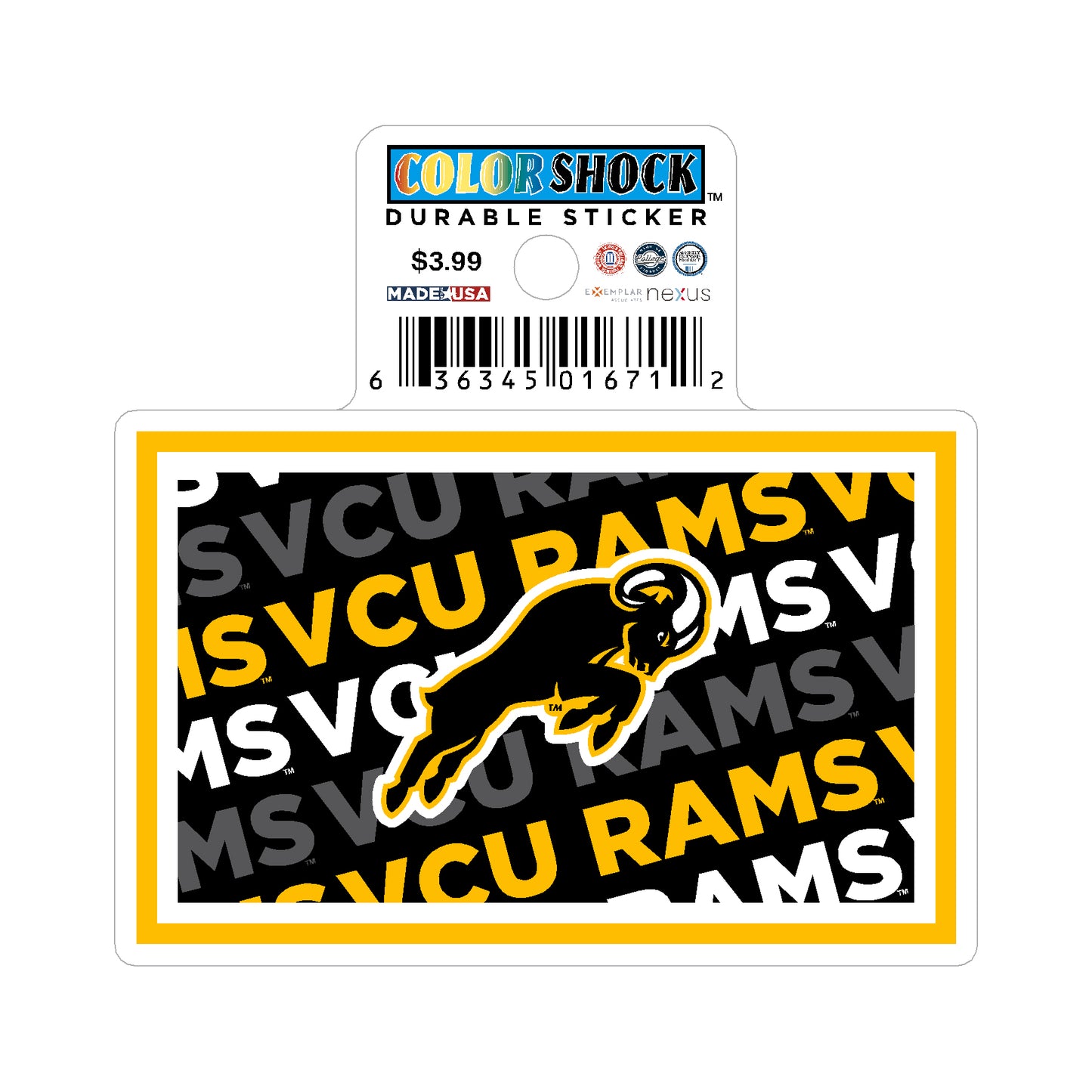 VCU Jumping Ram Durable Sticker
