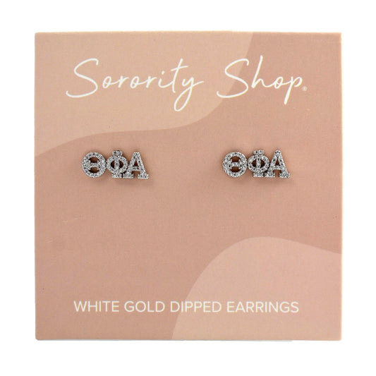 Theta Phi Alpha White Gold Plated Stud Earrings