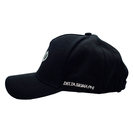 Delta Sigma Phi Baseball Cap- Brushed Cotton 5-Panel Black Hat