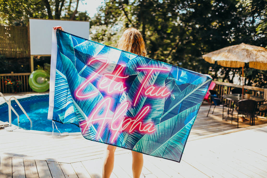 Zeta Tau Alpha Neon Palm Flag