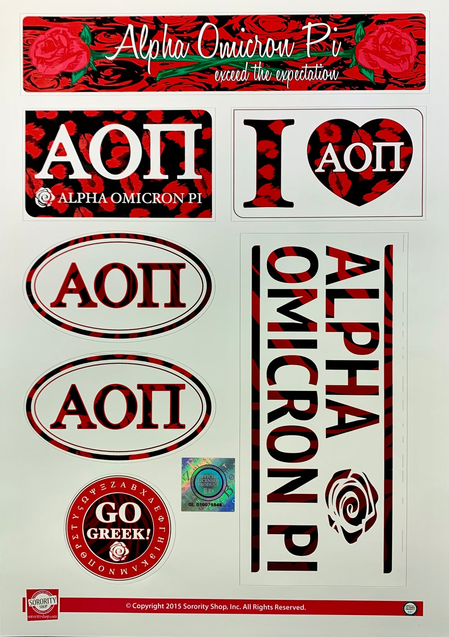 Alpha Omicron Pi Sticker Sheet - Virginia Book Company