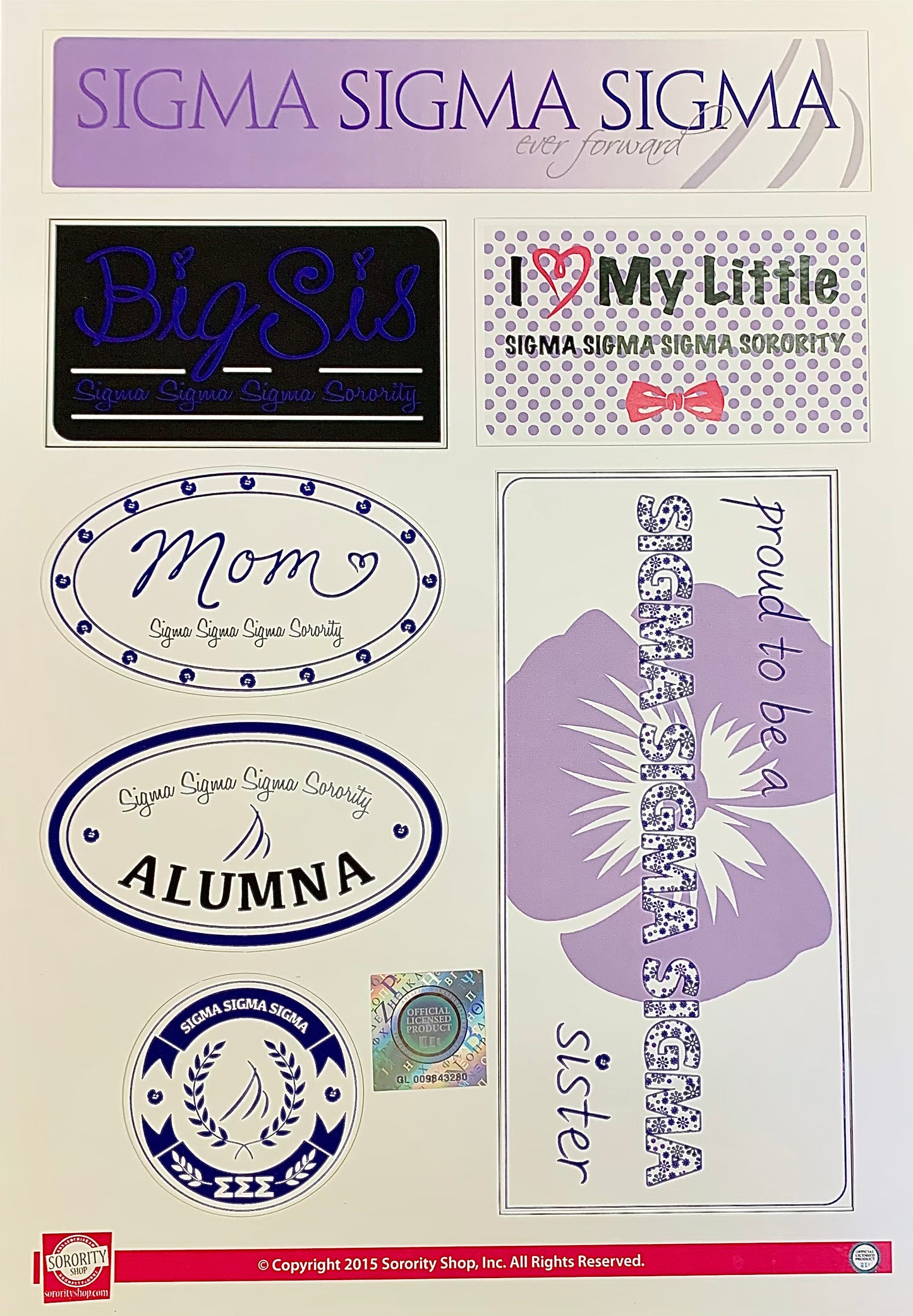 Sigma Sigma Sigma Sticker Sheet - Virginia Book Company