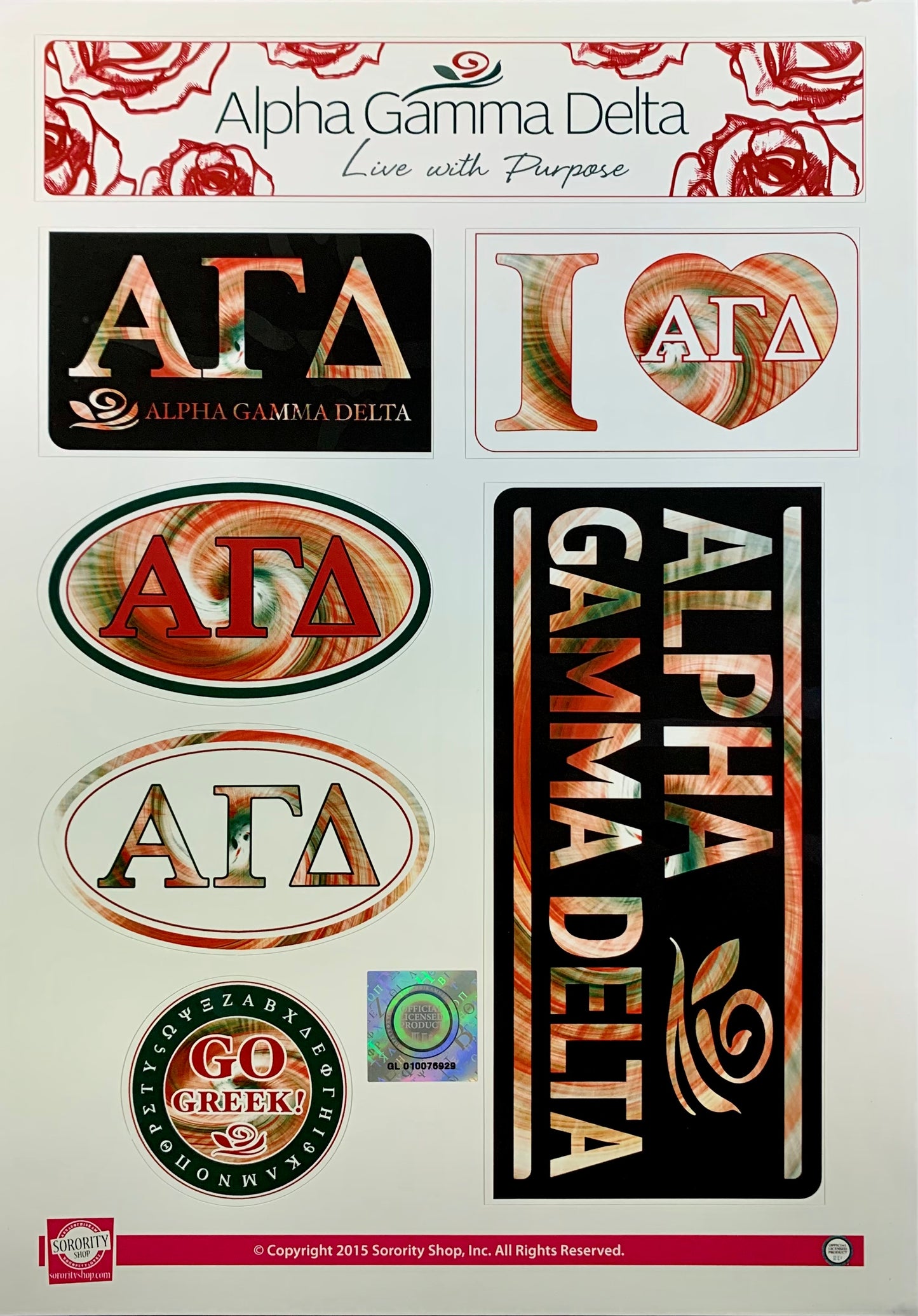 Alpha Gamma Delta Sticker Sheet - Virginia Book Company
