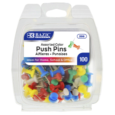 Assorted Color Push Pins - Virginia Book Company