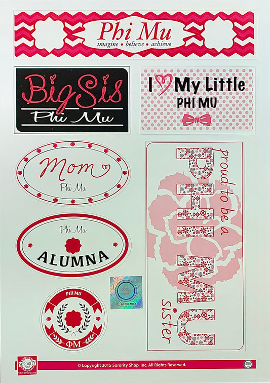 Phi Mu Sticker Sheet - Virginia Book Company