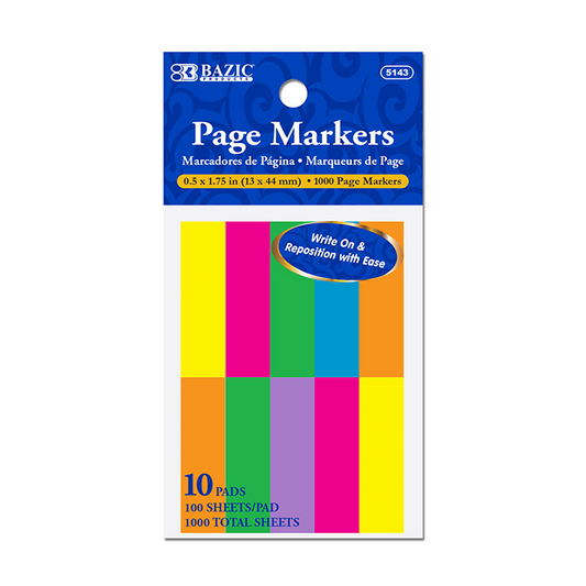 Flag Neon Page Marker 0.5" X 1.75" 100 Ct. (10/Pack) - Virginia Book Company