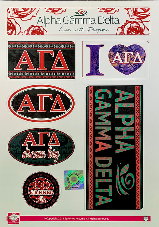 Alpha Gamma Delta Sticker Sheet - Virginia Book Company