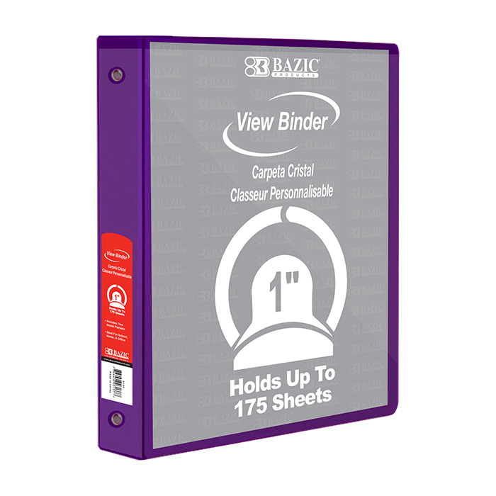BAZIC 1" Purple 3-Ring View Binder w/ 2-Pockets - Virginia Book Company