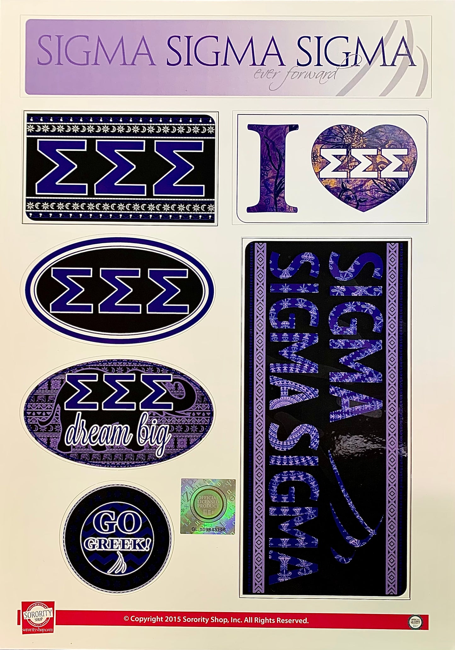 Sigma Sigma Sigma Sticker Sheet - Virginia Book Company