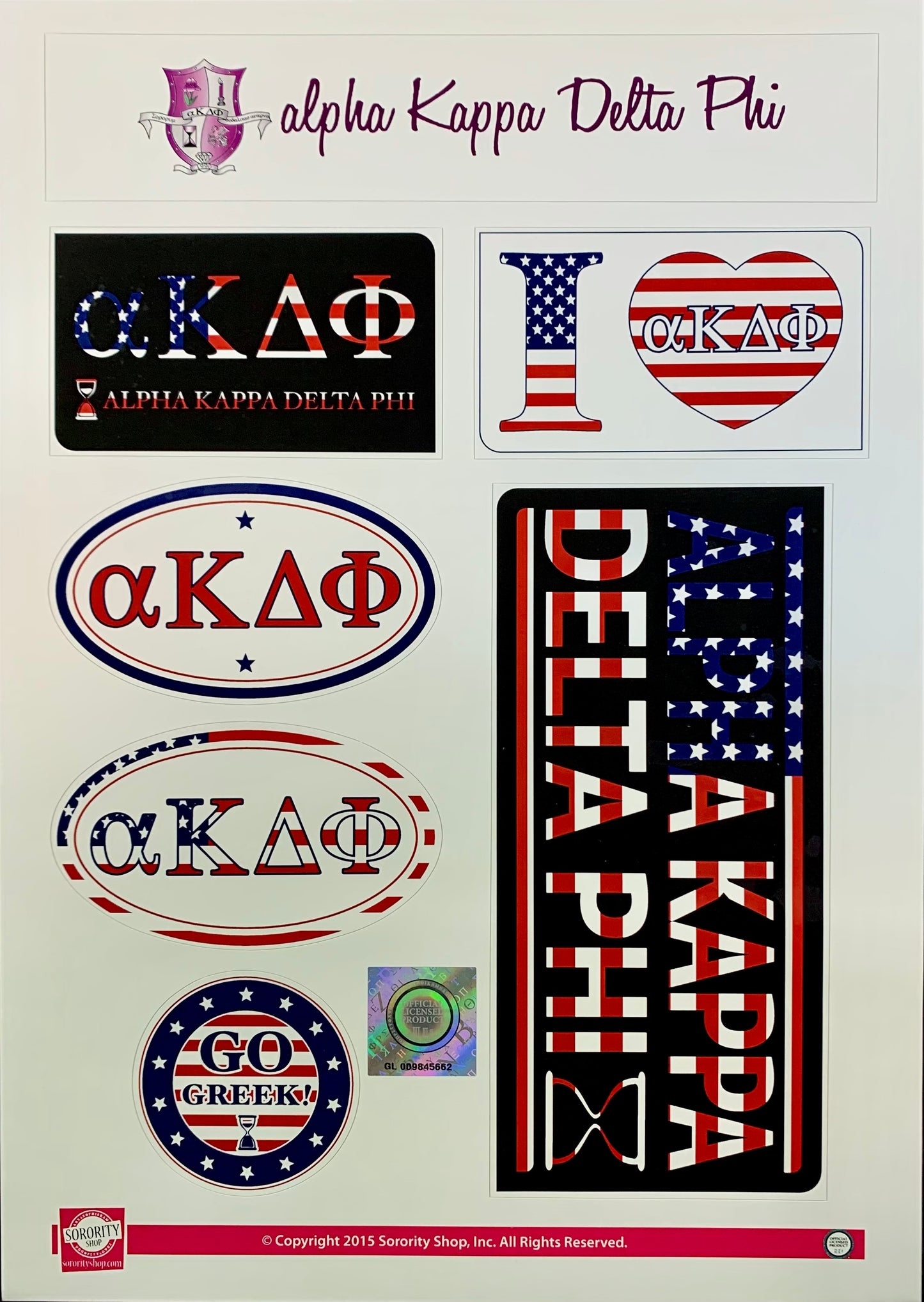 Alpha Kappa Delta Phi Sticker Sheet - Virginia Book Company