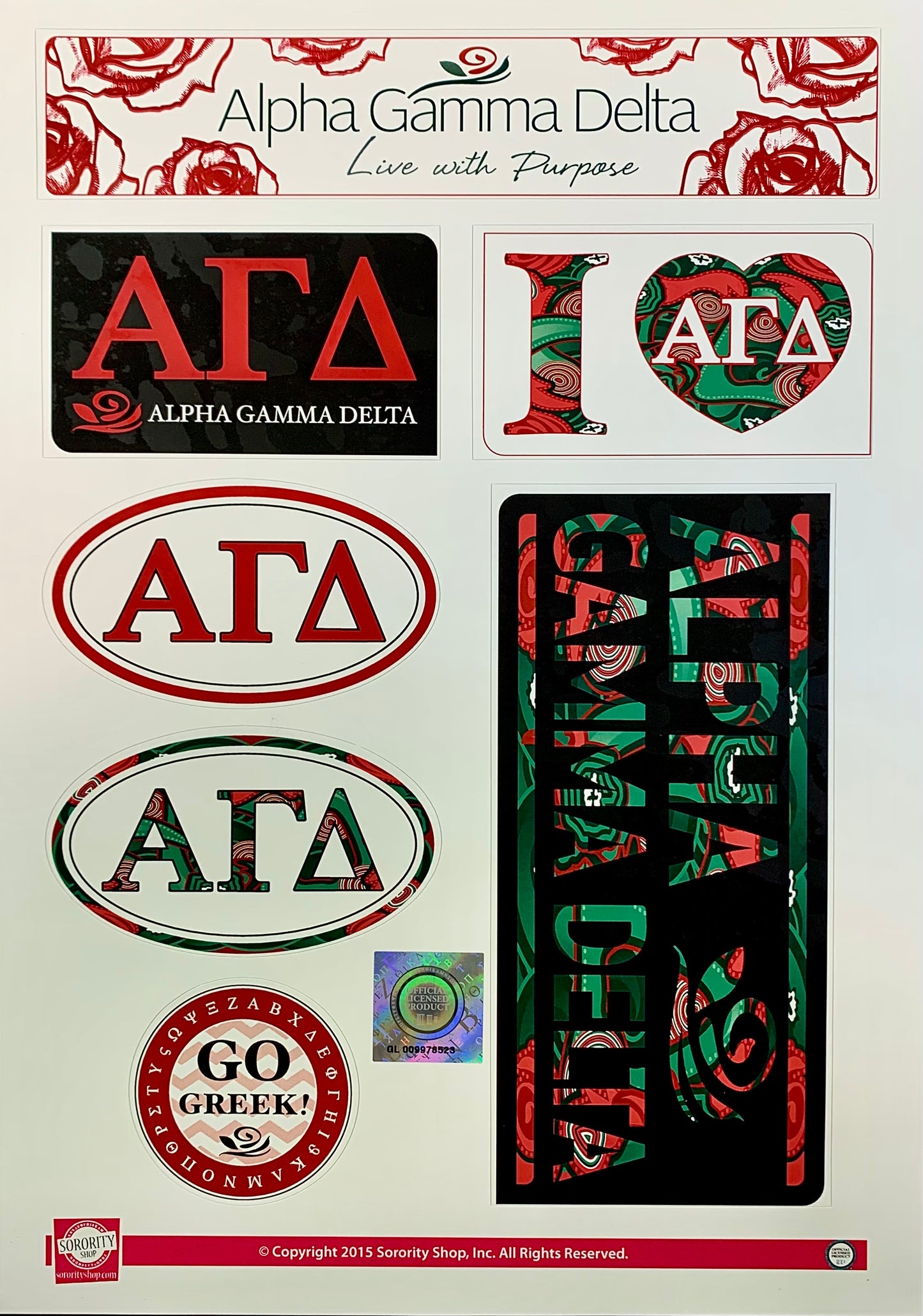 Alpha Gamma Delta Sticker Sheet - Virginia Book Company