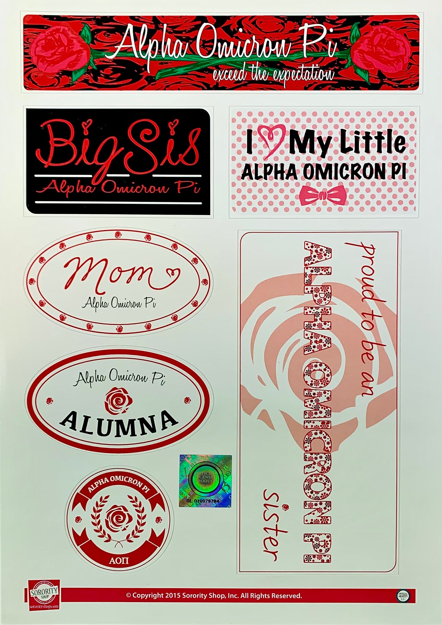 Alpha Omicron Pi Sticker Sheet - Virginia Book Company