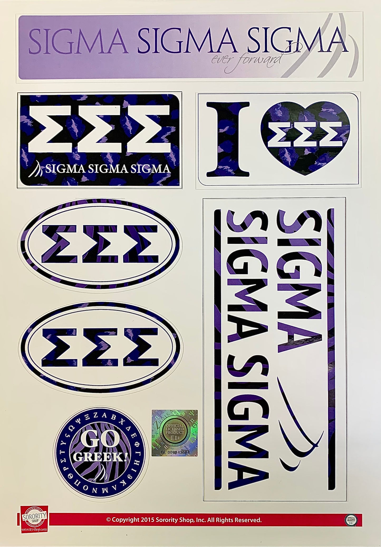 Sigma Sigma Sigma Sticker Sheet - Virginia Book Company