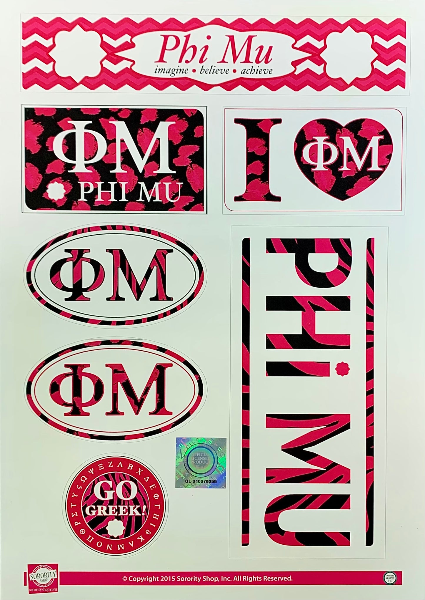 Phi Mu Sticker Sheet - Virginia Book Company