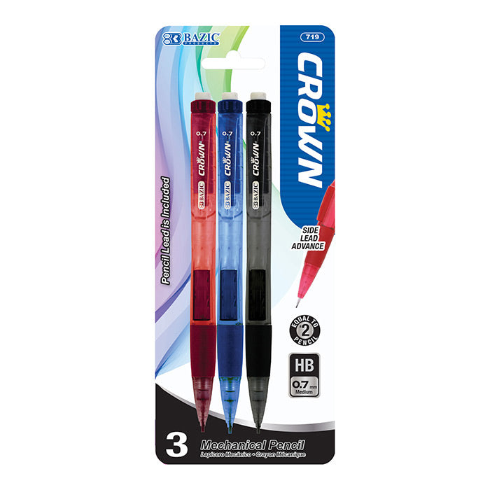 BAZIC Crown 0.7 mm Mechanical Pencil (3/pack) - Virginia Book Company