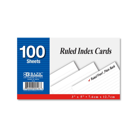 3" X 5" Ruled White Index Card 100 Ct. - Virginia Book Company