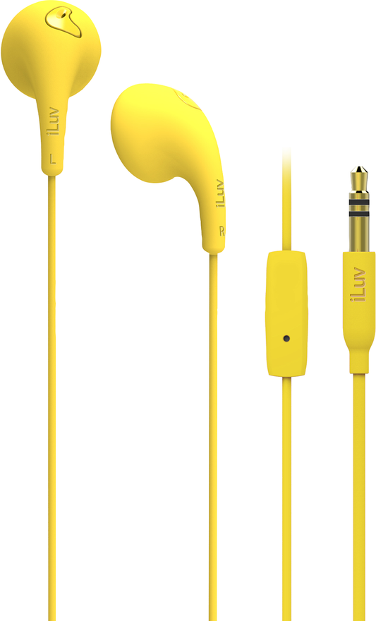 iLuv Bubble Gum Talk Earbud Headphone w/ mic Yellow - Virginia Book Company