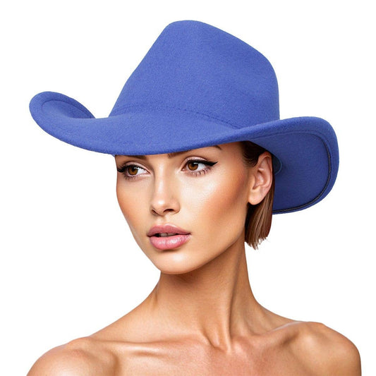 Cowboy Hat Royal Blue Pinched Cowgirl Fashion Hat