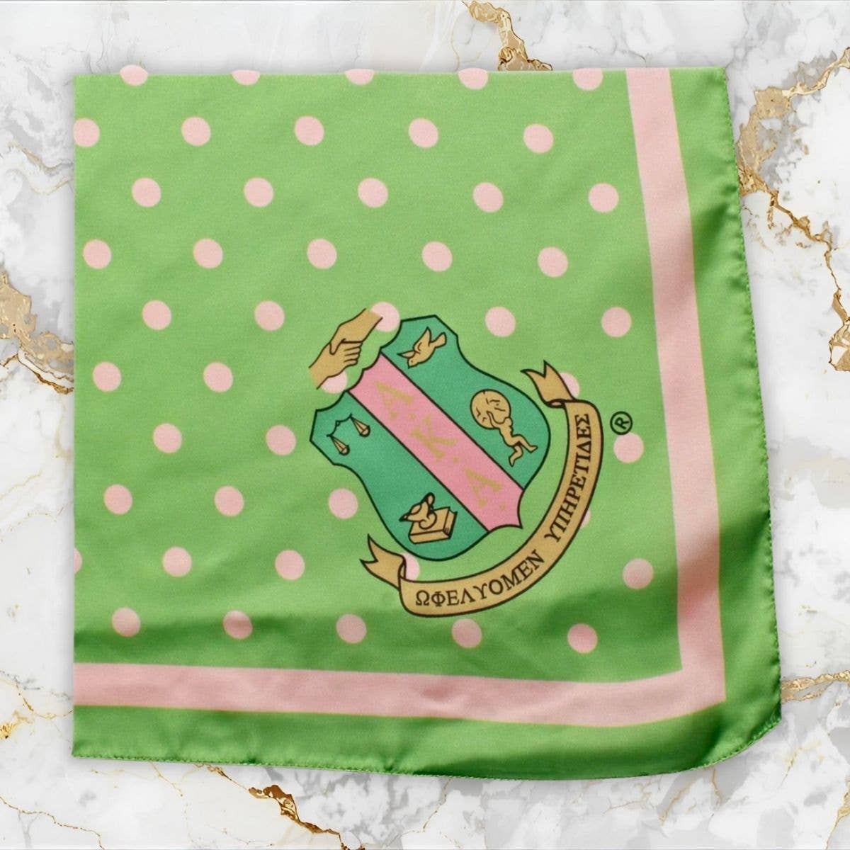 AKA Alpha Kappa Alpha Green Polka Dot Square Sorority Scarf