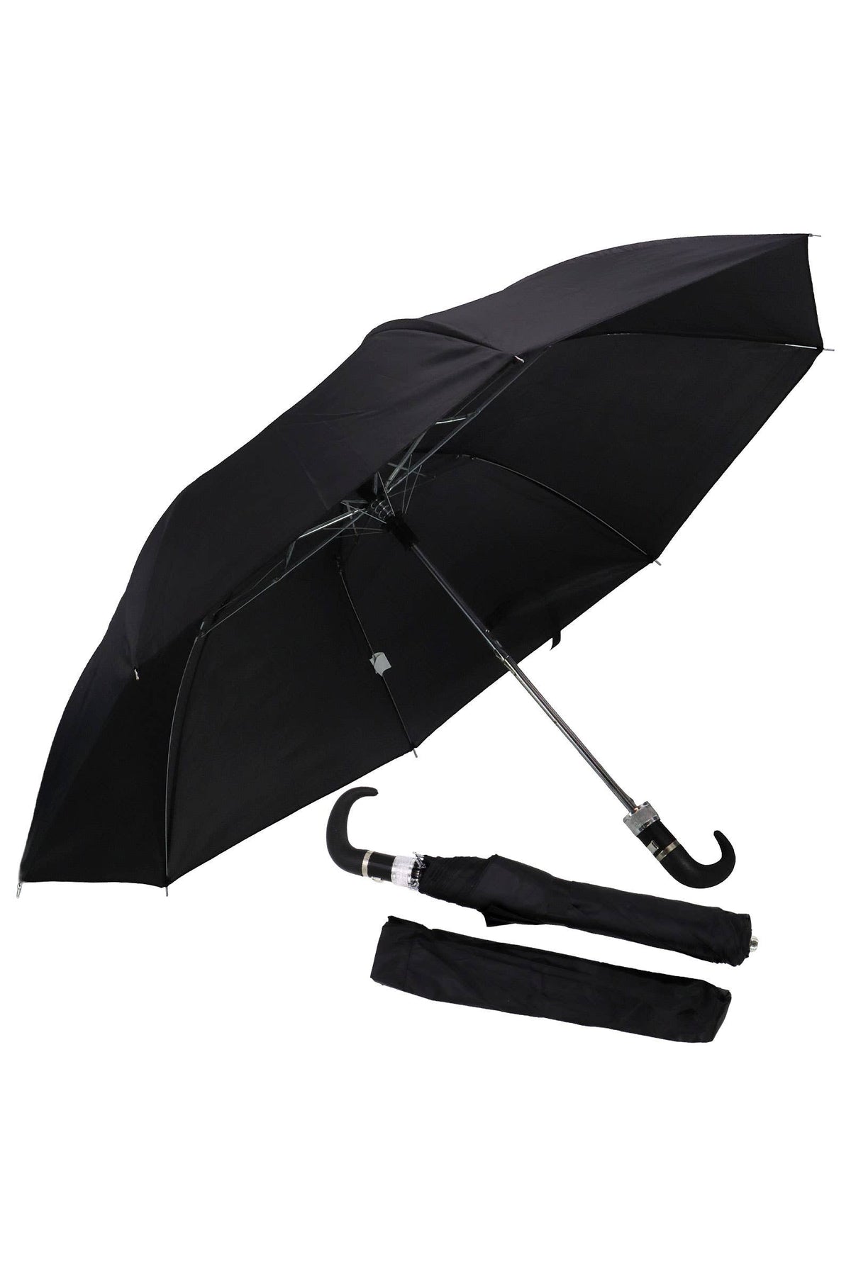 Compact Bi-fold 8-panel Hook Handle Umbrella